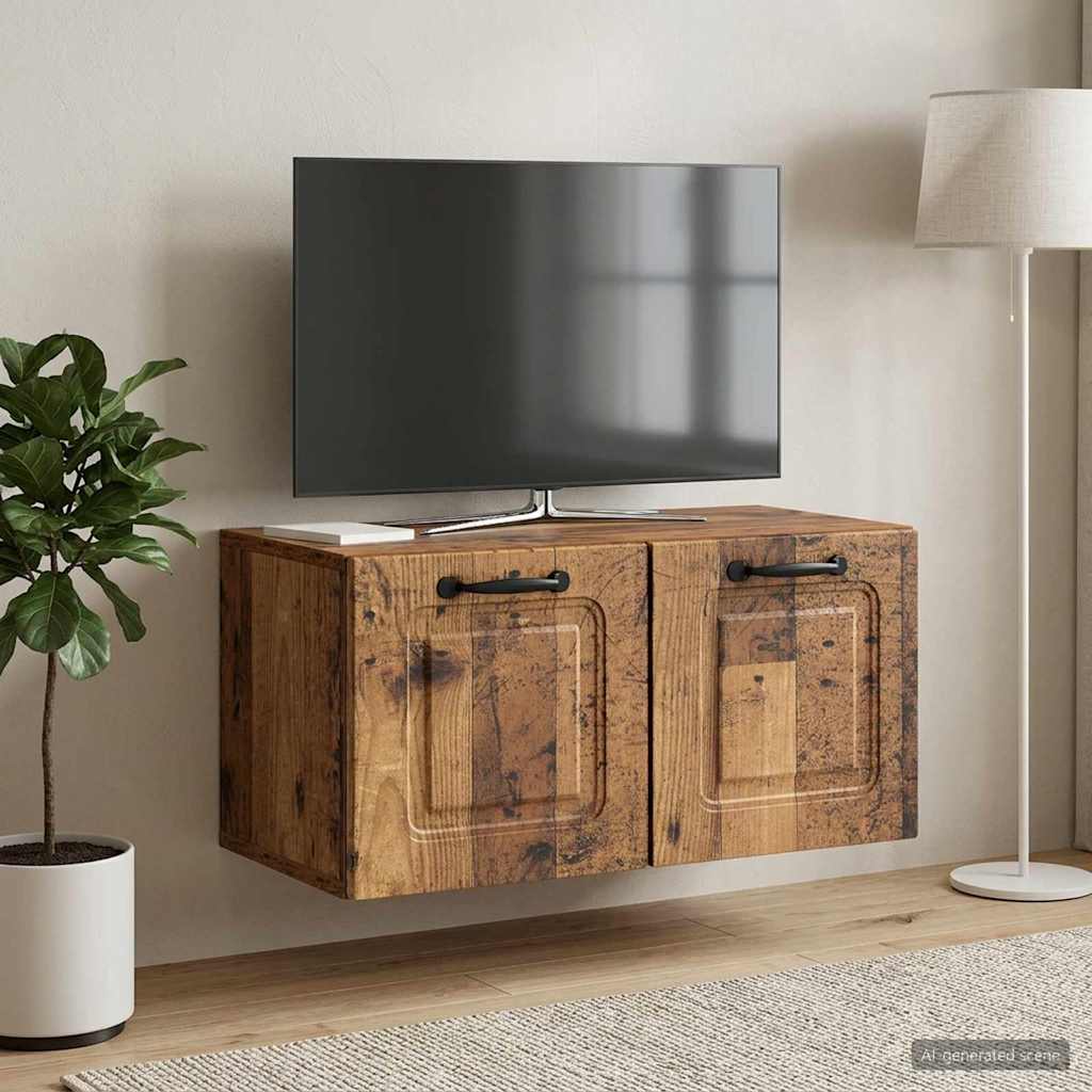 vidaXL Szafka RTV montowana na ścianie Stare drewno 59,5 x 31 x 30 cm