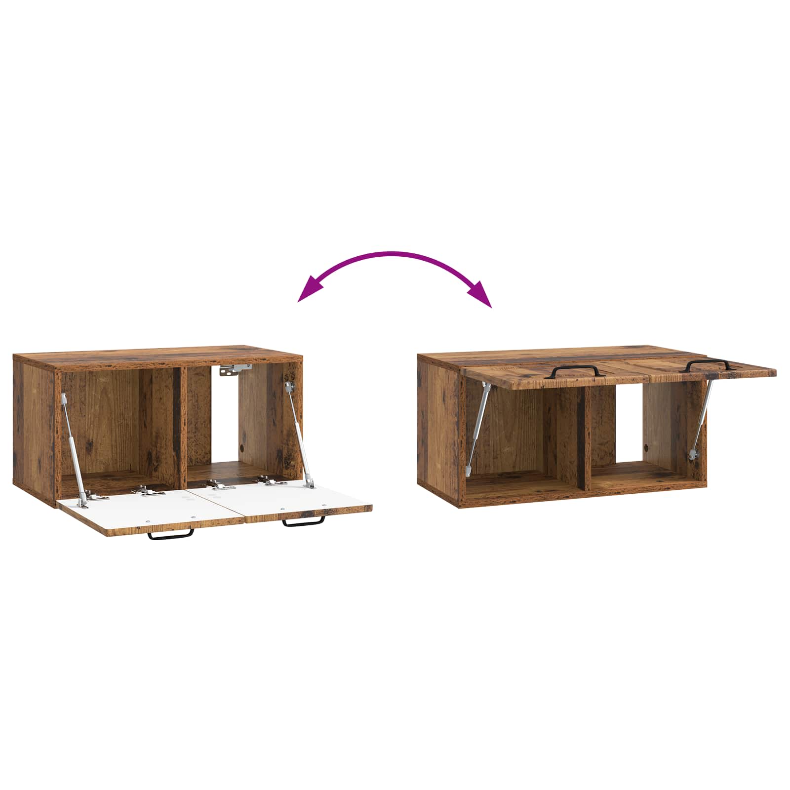 vidaXL Szafka RTV montowana na ścianie Stare drewno 59,5 x 31 x 30 cm