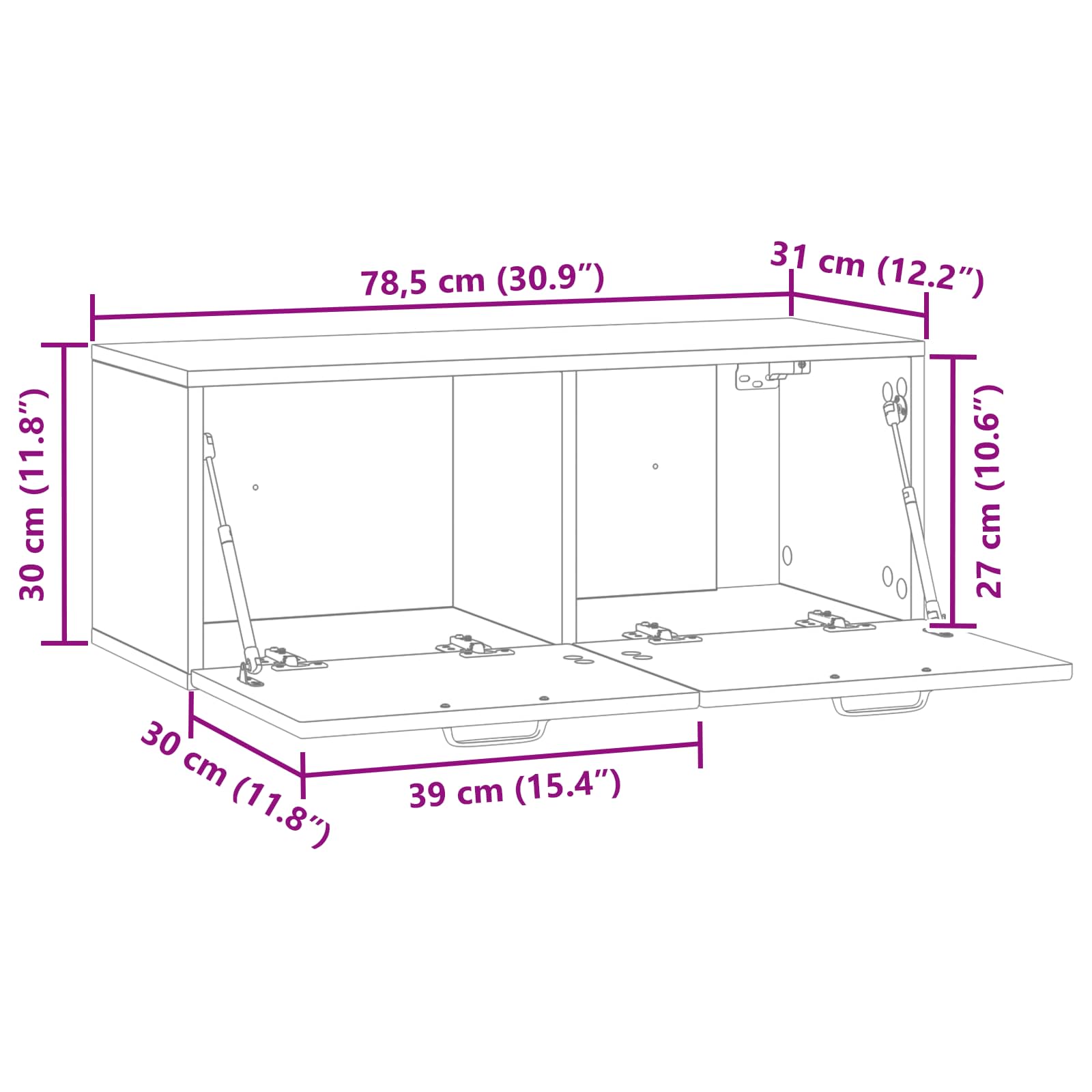 vidaXL Szafka RTV montowana na ścianie Dąb wędzony 78,5 x 31 x 30 cm