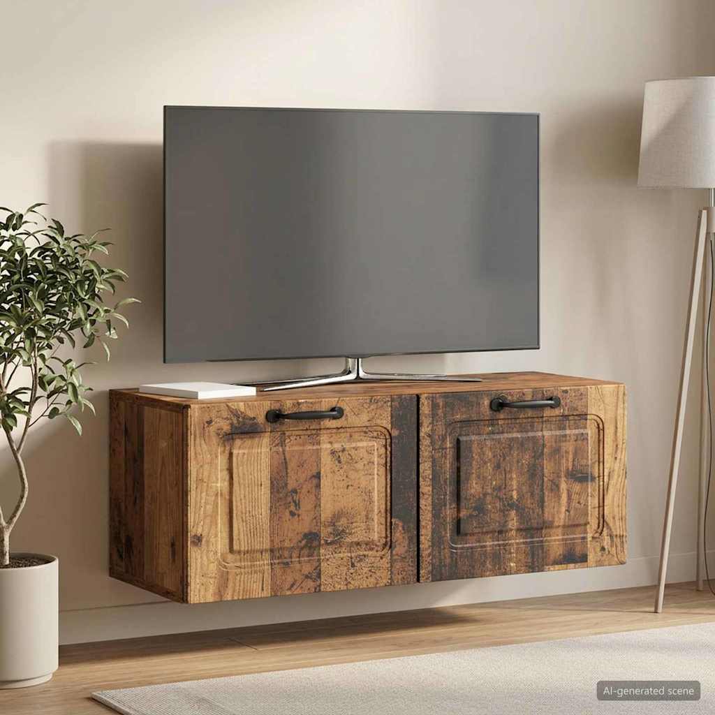 vidaXL Szafka RTV montowana na ścianie Stare drewno 78,5 x 31 x 30 cm