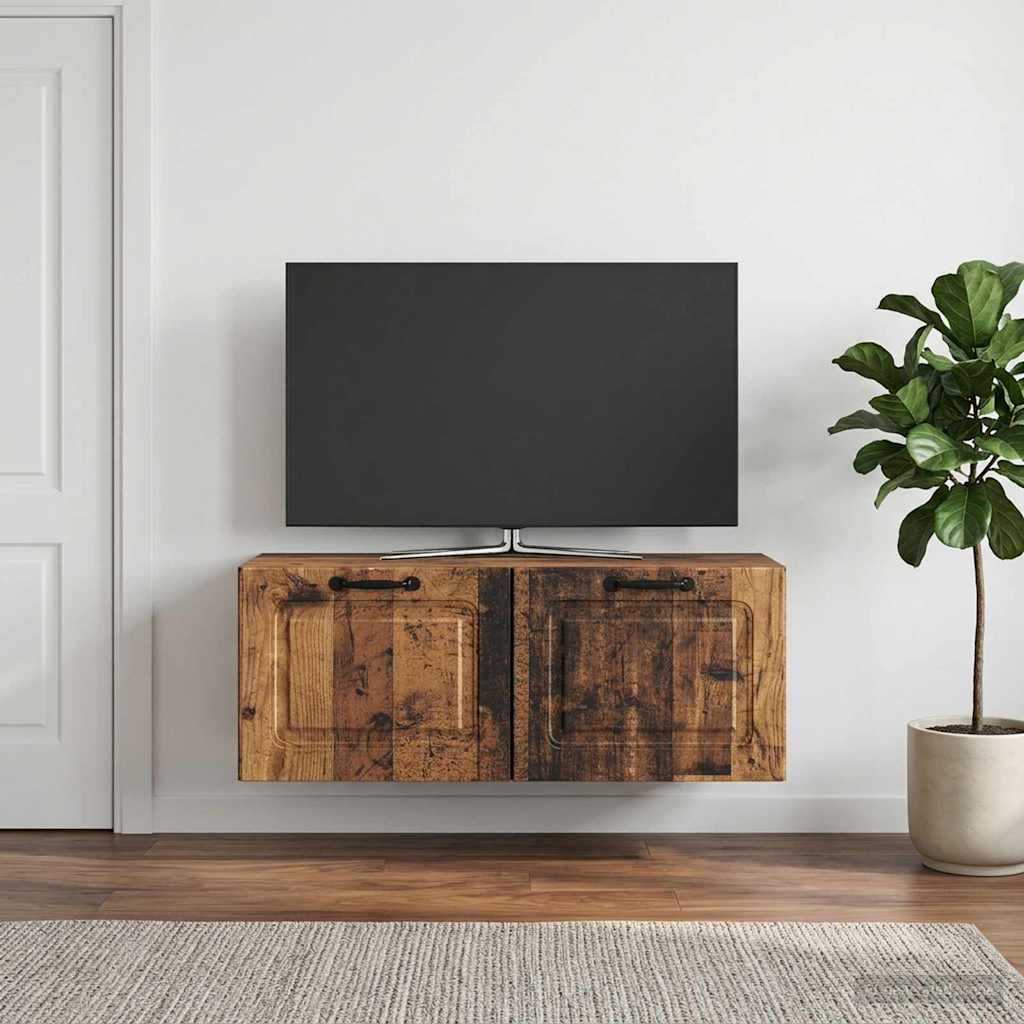 vidaXL Szafka RTV montowana na ścianie Stare drewno 78,5 x 31 x 30 cm