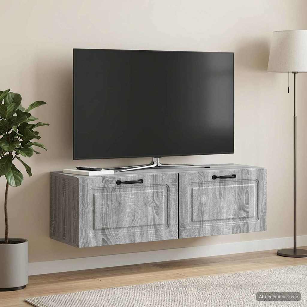 vidaXL Szafka RTV montowana na ścianie Szary Sonoma 98 x 31 x 30 cm