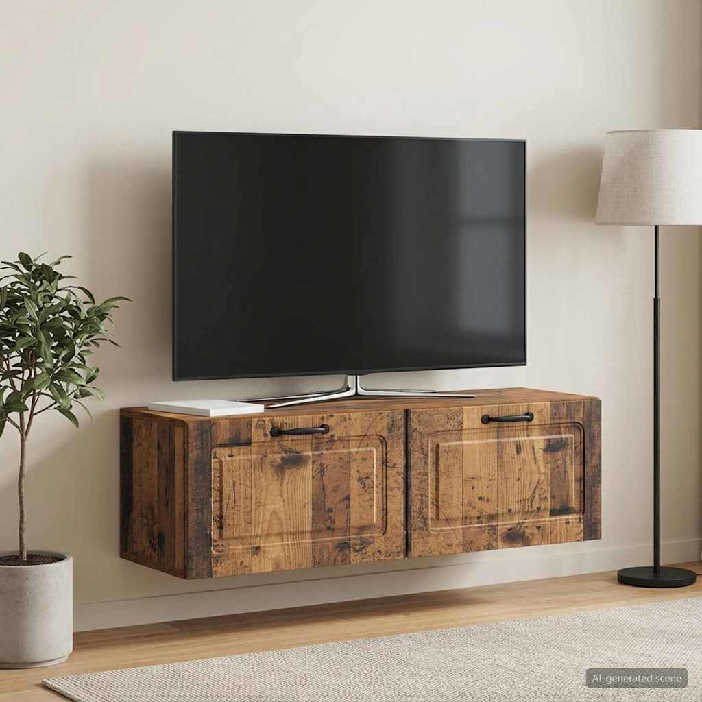 vidaXL Szafka RTV montowana na ścianie Stare drewno 98 x 31 x 30 cm