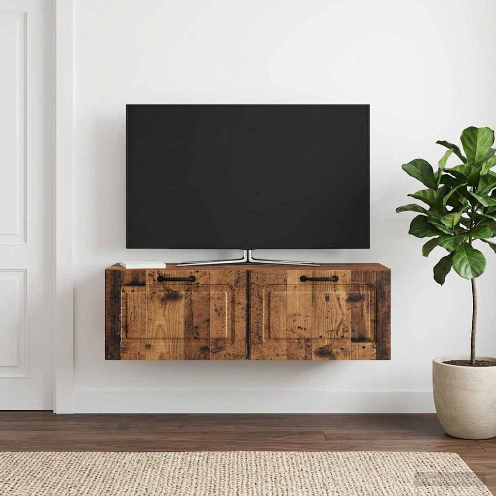vidaXL Szafka RTV montowana na ścianie Stare drewno 98 x 31 x 30 cm