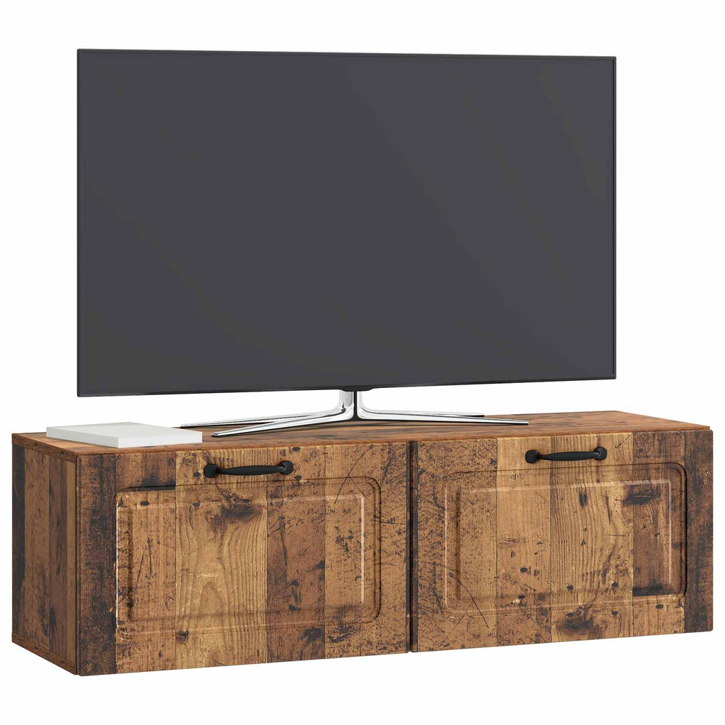 vidaXL Szafka RTV montowana na ścianie Stare drewno 98 x 31 x 30 cm