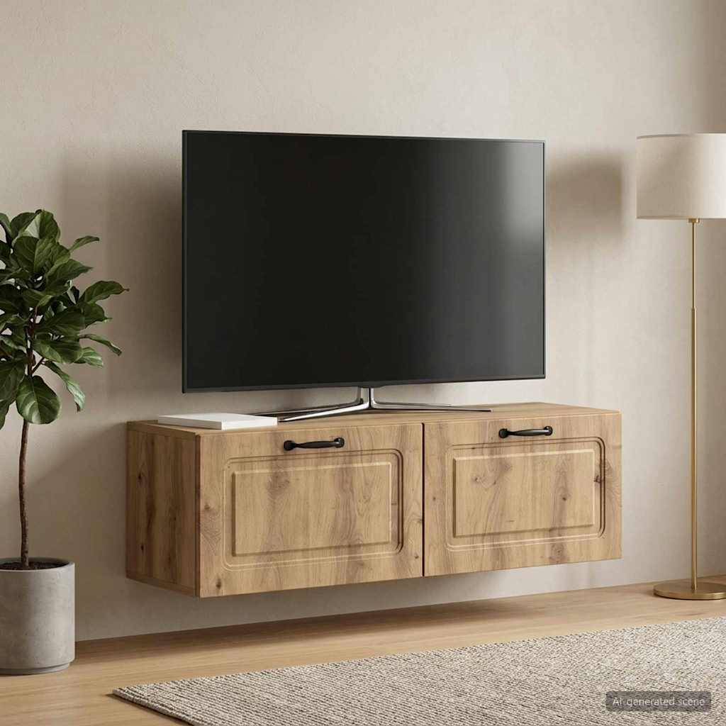 vidaXL Szafka RTV montowana na ścianie 98 x 31 x 30 cm Dąb artisan