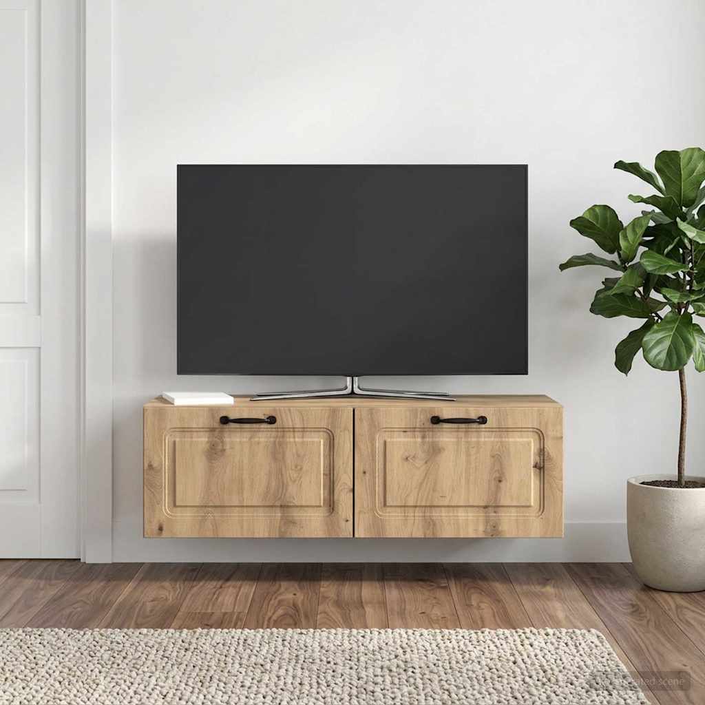 vidaXL Szafka RTV montowana na ścianie 98 x 31 x 30 cm Dąb artisan