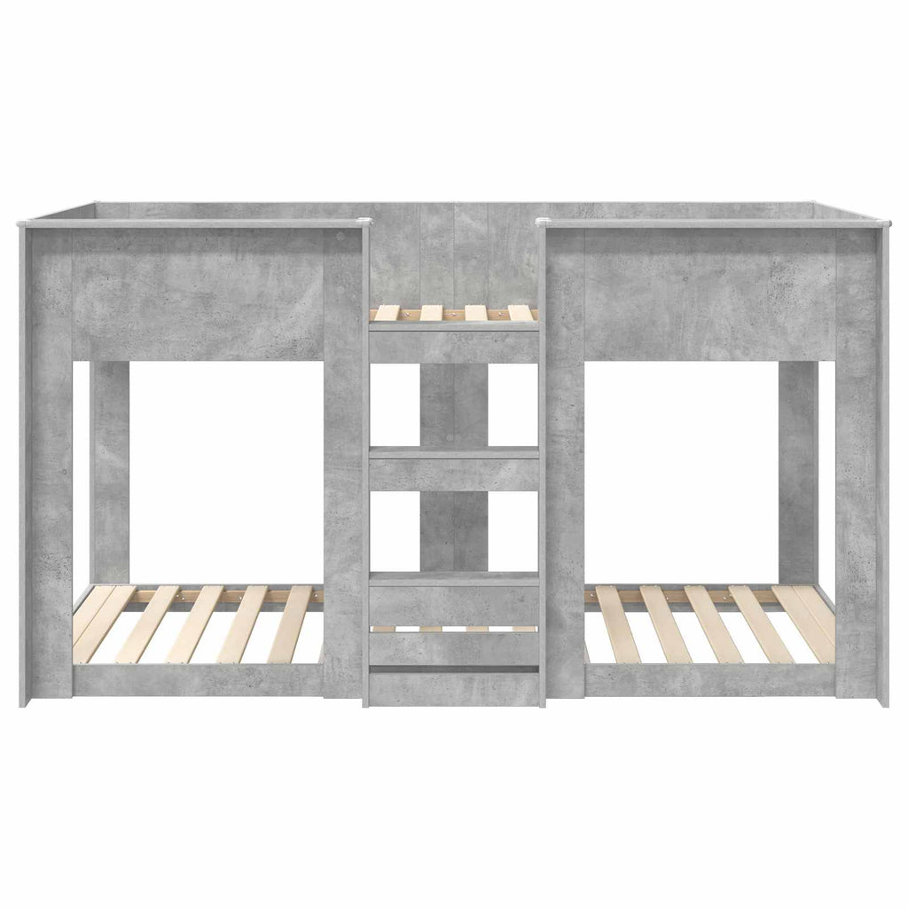 vidaXL Łóżko piętrowe dla dzieci Betonowy szary 75 x 190 cm