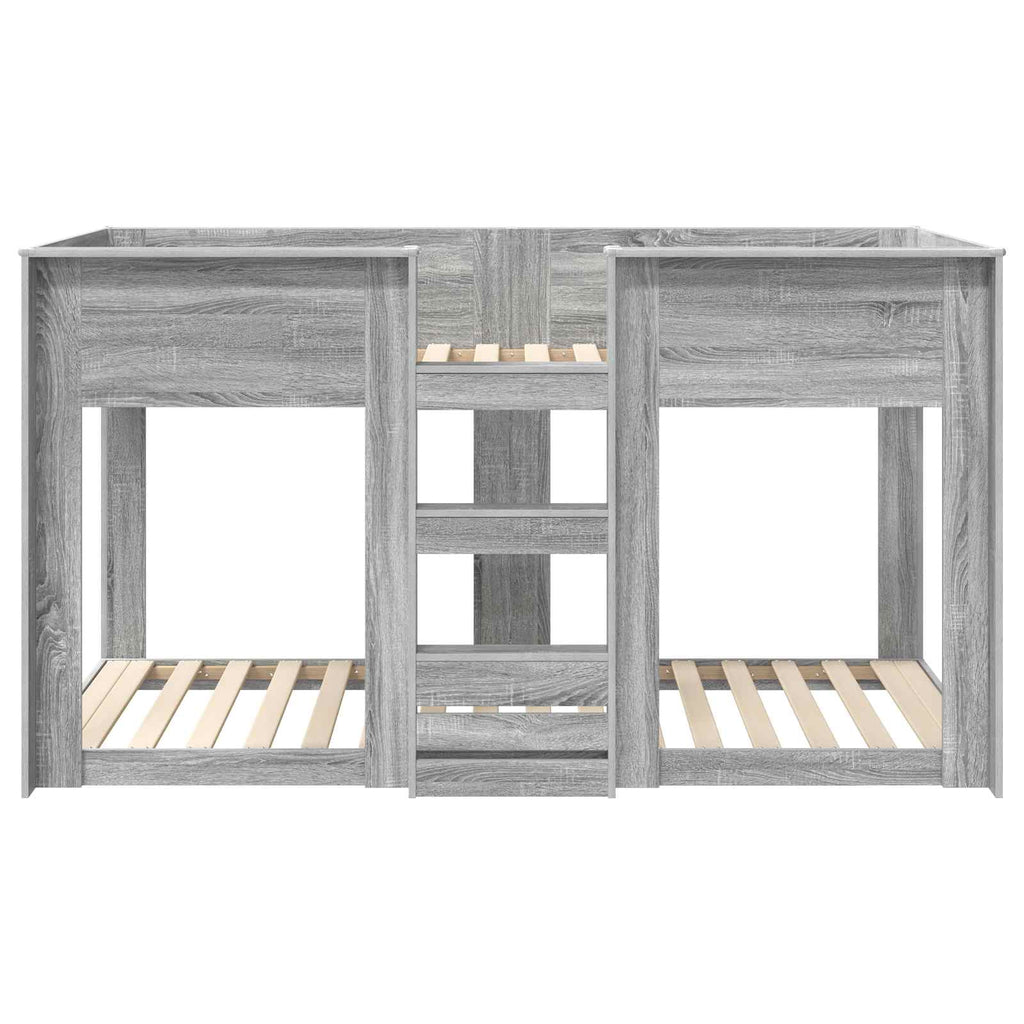 vidaXL Łóżko piętrowe dla dzieci Szary Sonoma 75 x 190 cm