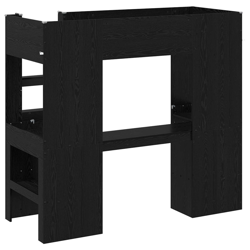 vidaXL Rama łóżka piętrowego z biurkiem Czarny Dąb 75 x 190 cm