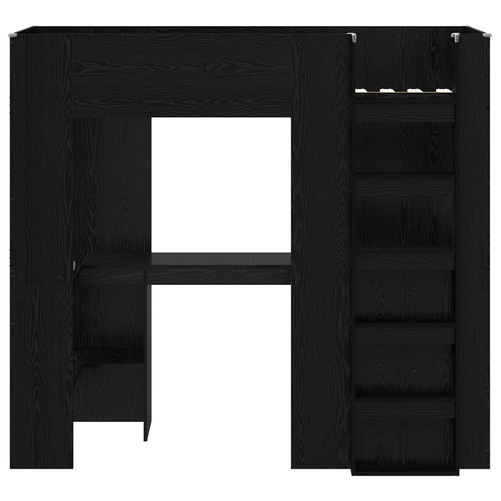 vidaXL Rama łóżka piętrowego z biurkiem Czarny Dąb 75 x 190 cm