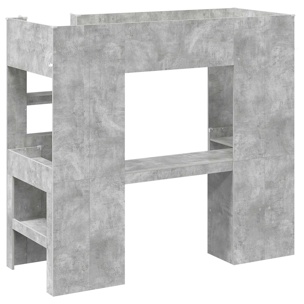 vidaXL Rama łóżka piętrowego z biurkiem Betonowy szary 75 x 190 cm