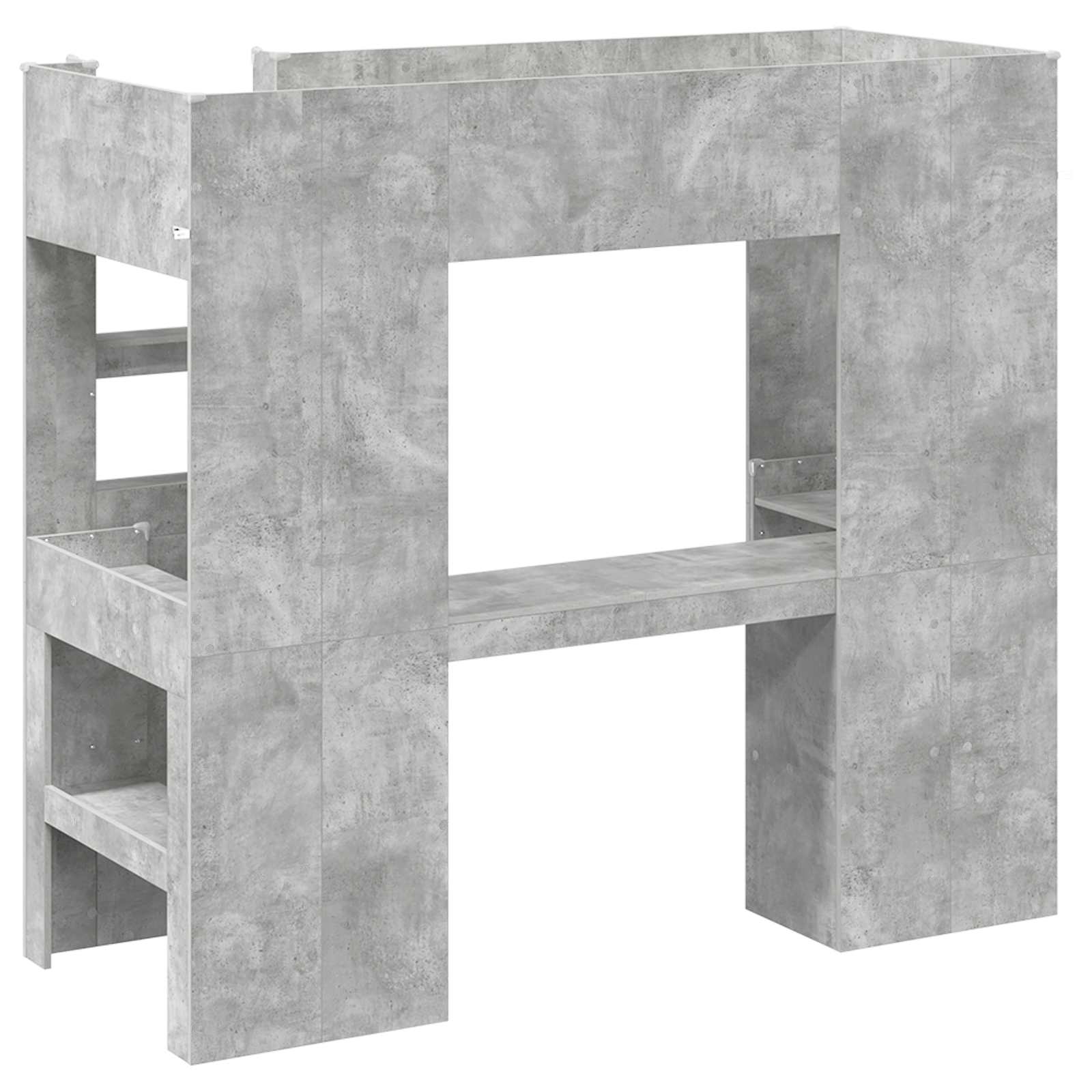 vidaXL Rama łóżka piętrowego z biurkiem Betonowy szary 75 x 190 cm