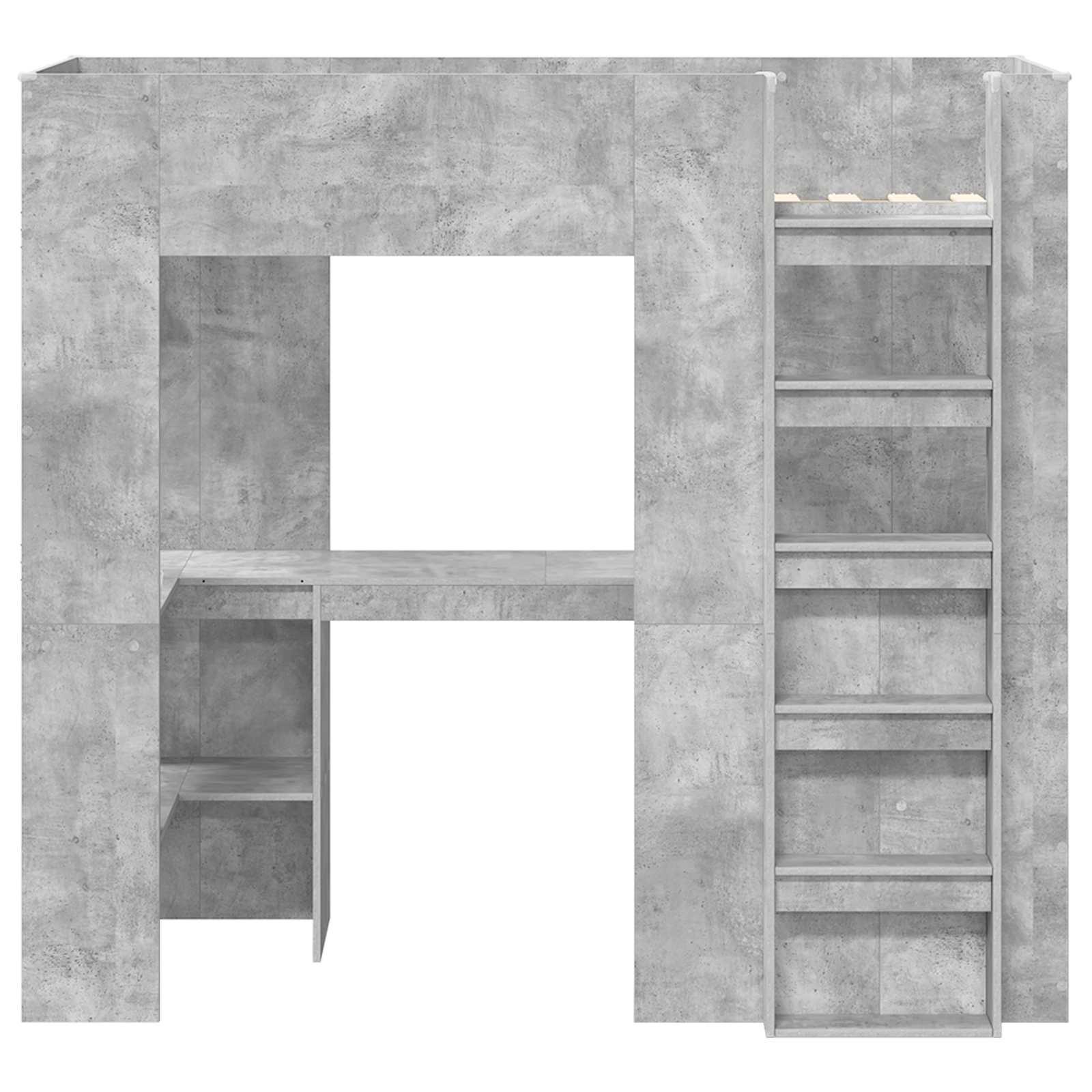 vidaXL Rama łóżka piętrowego z biurkiem Betonowy szary 75 x 190 cm