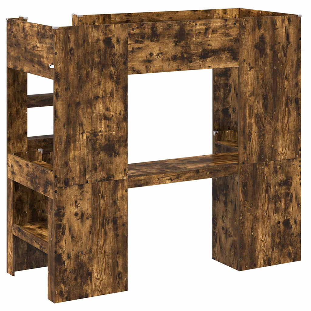 vidaXL Rama łóżka piętrowego z biurkiem Dąb wędzony 75 x 190 cm