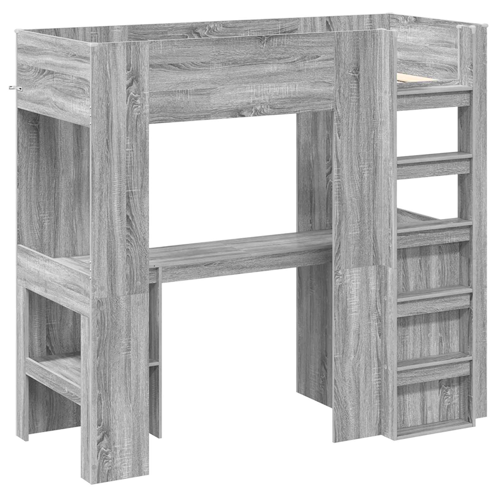 vidaXL Rama łóżka piętrowego z biurkiem Szary Sonoma 75 x 190 cm