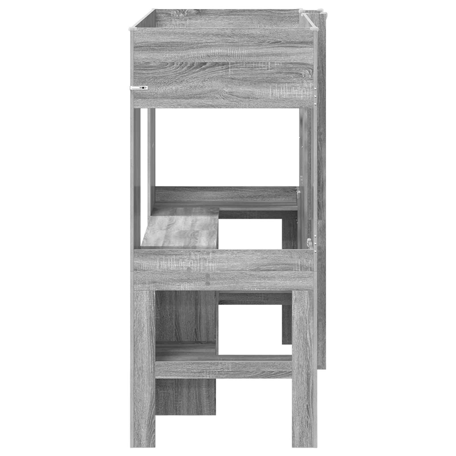 vidaXL Rama łóżka piętrowego z biurkiem Szary Sonoma 75 x 190 cm