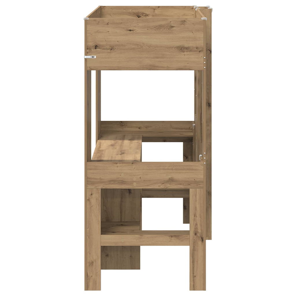 vidaXL Rama łóżka piętrowego z biurkiem Dąb rzemieślniczy 75 x 190 cm