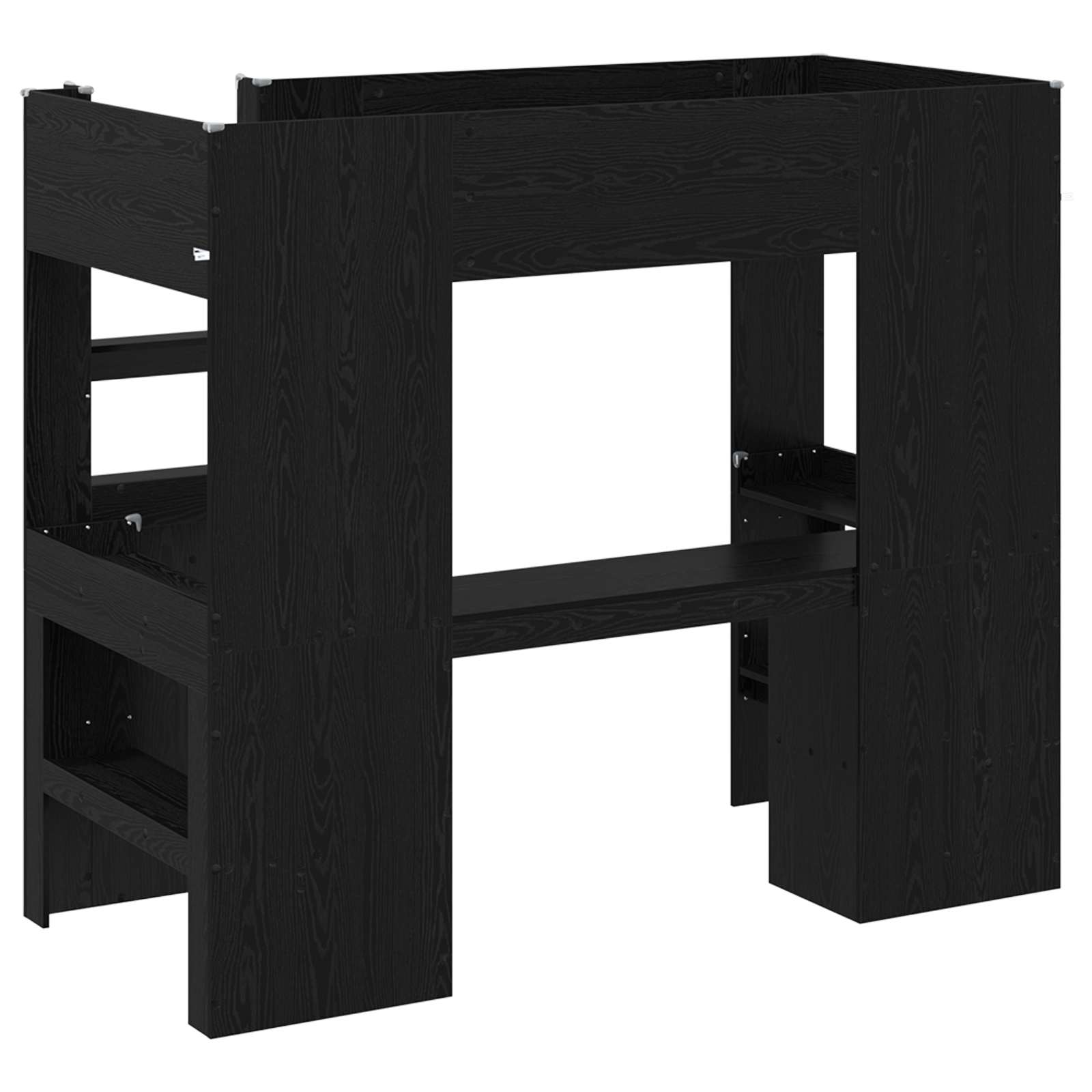 vidaXL Rama łóżka piętrowego z biurkiem Czarny Dąb 90 x 190 cm