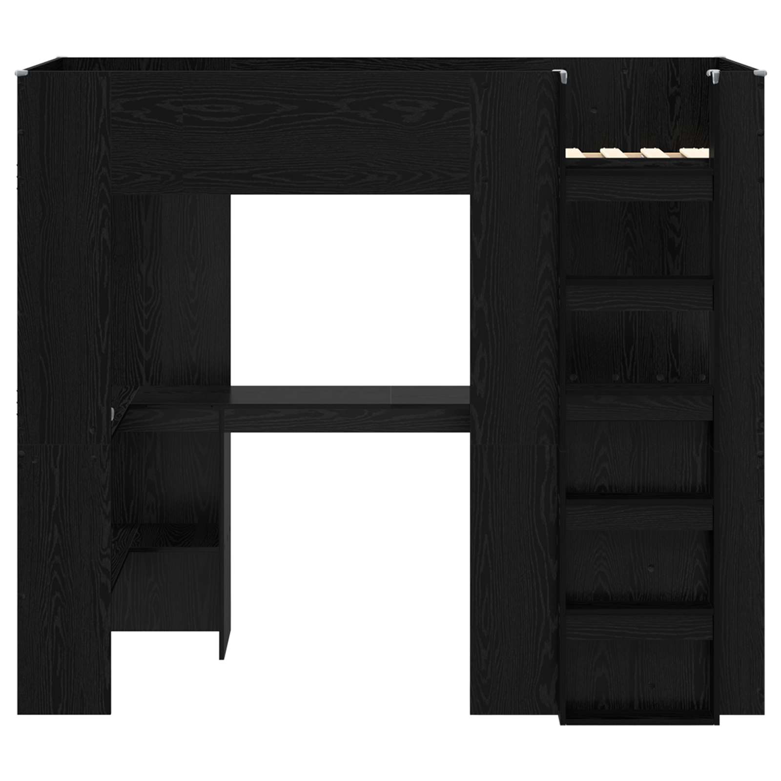 vidaXL Rama łóżka piętrowego z biurkiem Czarny Dąb 80 x 200 cm