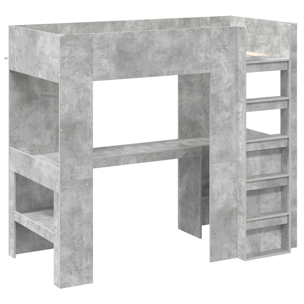 vidaXL Rama łóżka piętrowego z biurkiem Betonowy szary 80 x 200 cm