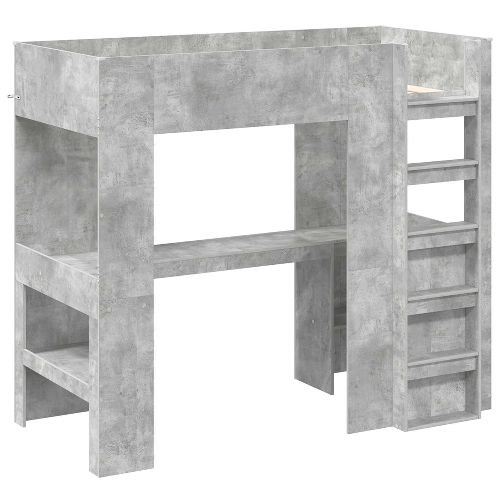 vidaXL Rama łóżka piętrowego z biurkiem Betonowy szary 80 x 200 cm