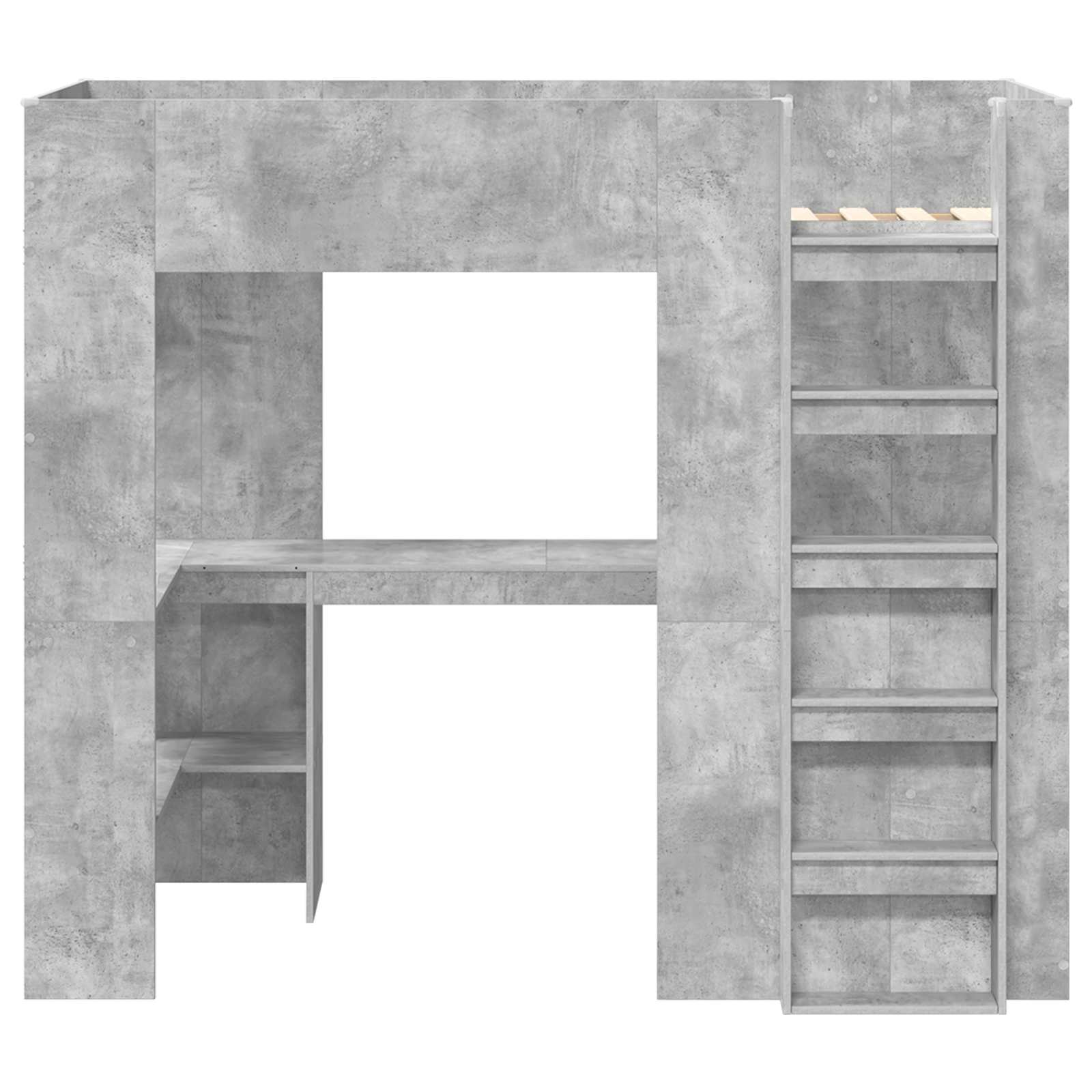 vidaXL Rama łóżka piętrowego z biurkiem Betonowy szary 100 x 200 cm