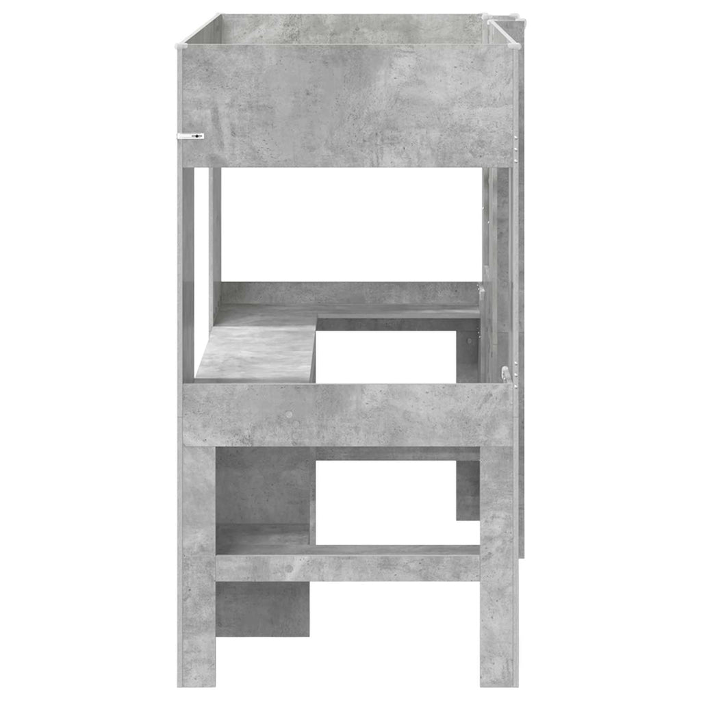 vidaXL Rama łóżka piętrowego z biurkiem Betonowy szary 100 x 200 cm