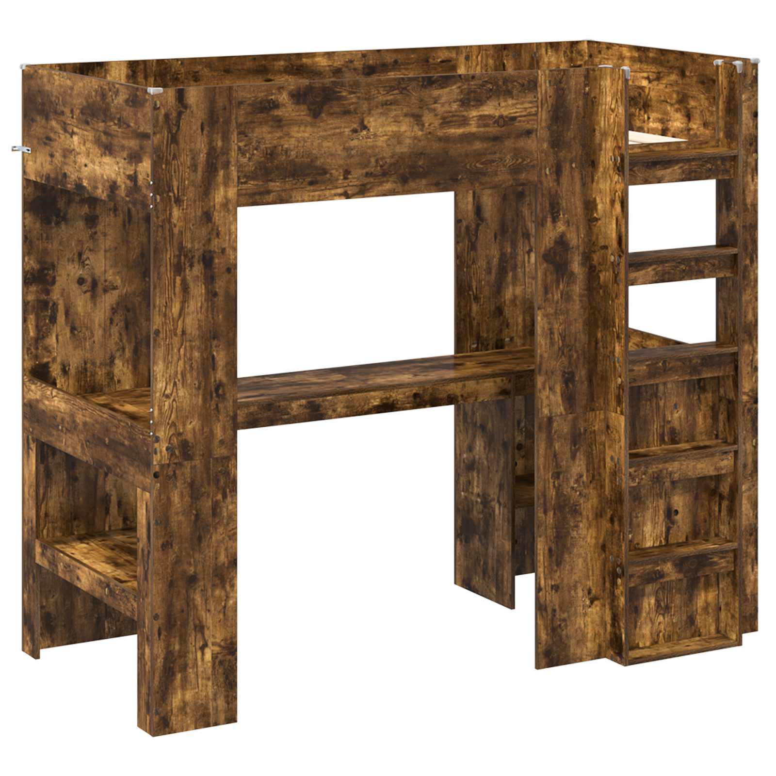 vidaXL Rama łóżka piętrowego z biurkiem Dąb wędzony 100 x 200 cm