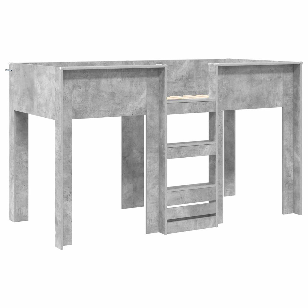 vidaXL Łóżko piętrowe dla dzieci Betonowy szary 75 x 190 cm