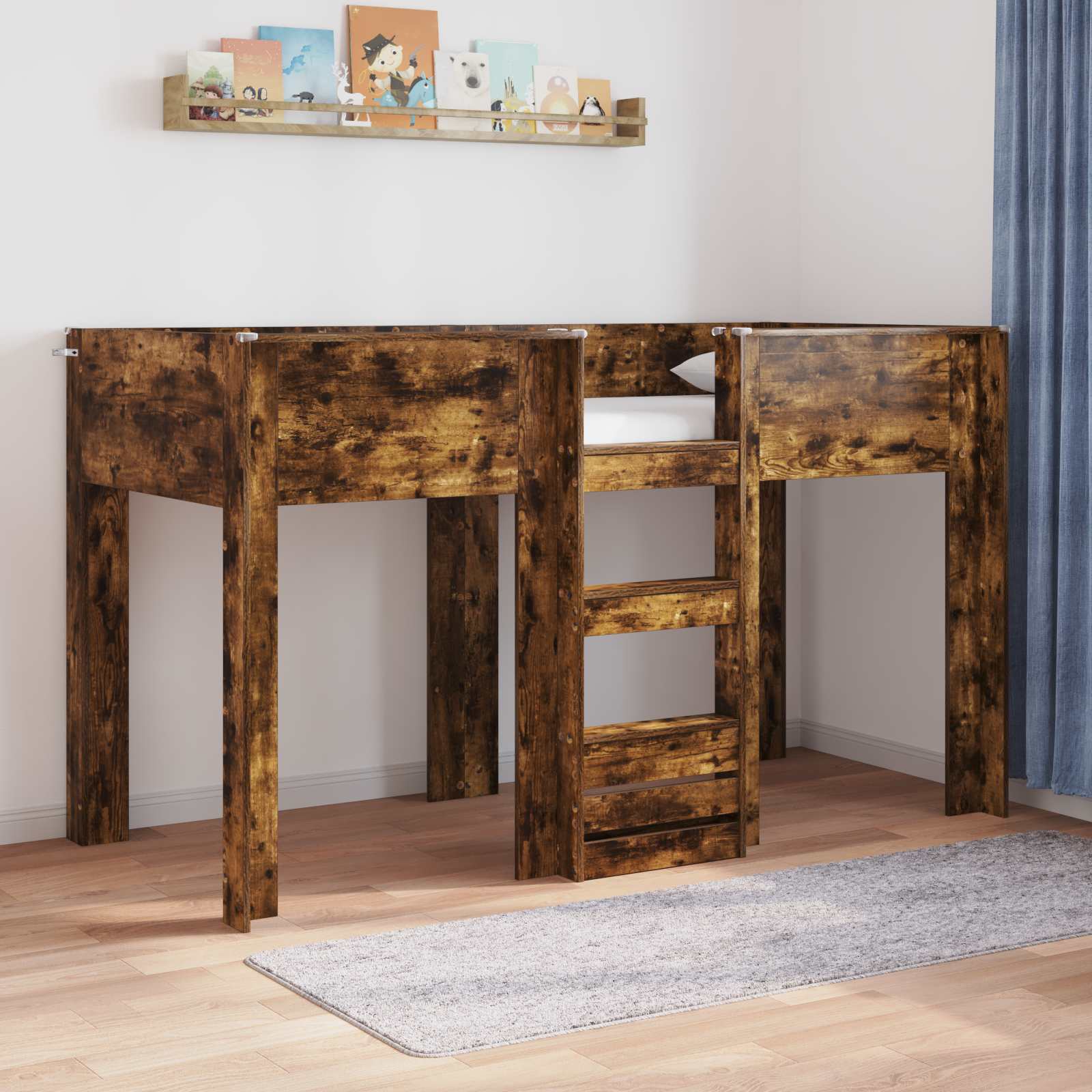vidaXL Łóżko piętrowe dla dzieci Dąb wędzony 75 x 190 cm