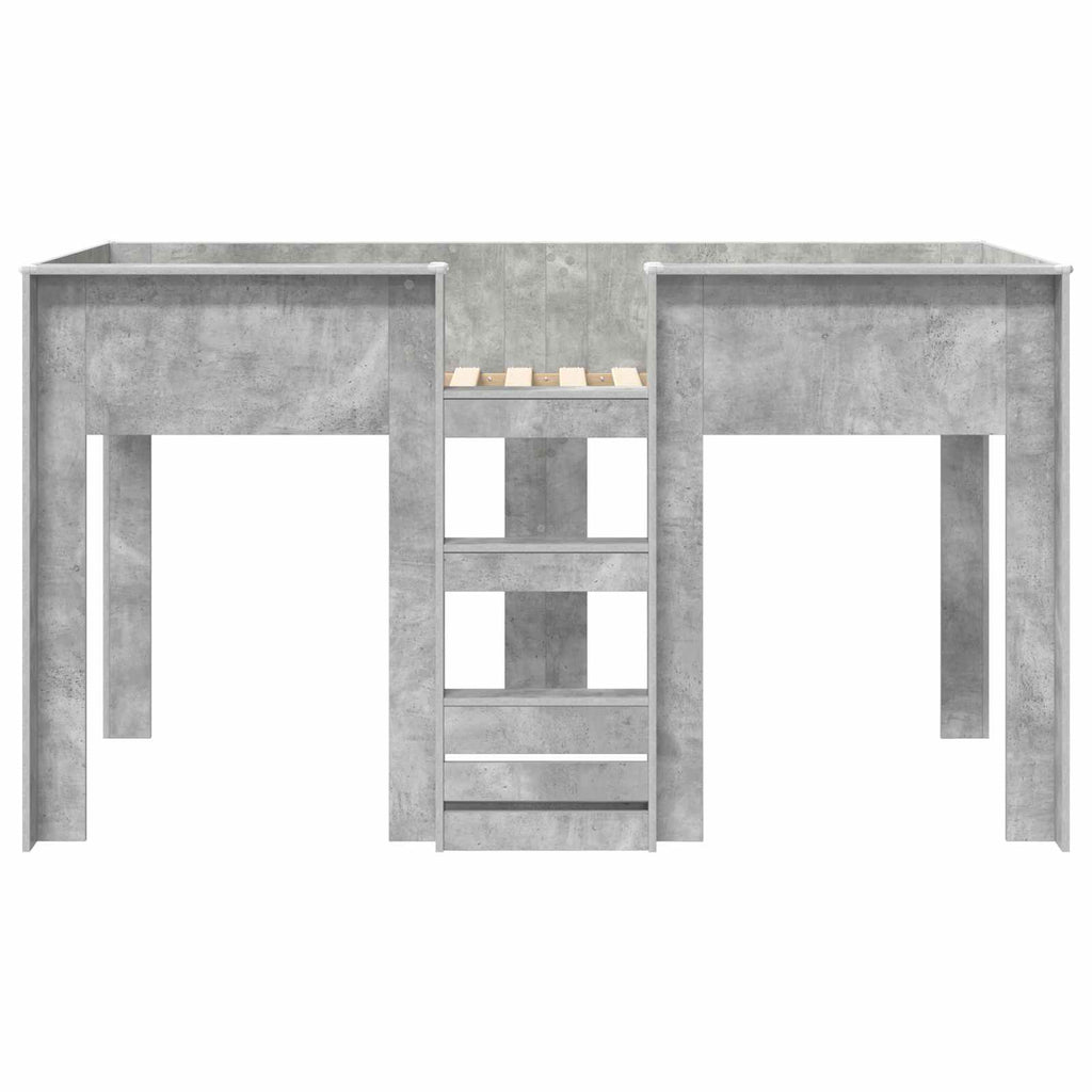 vidaXL Łóżko piętrowe dla dzieci Betonowy szary 90 x 200 cm