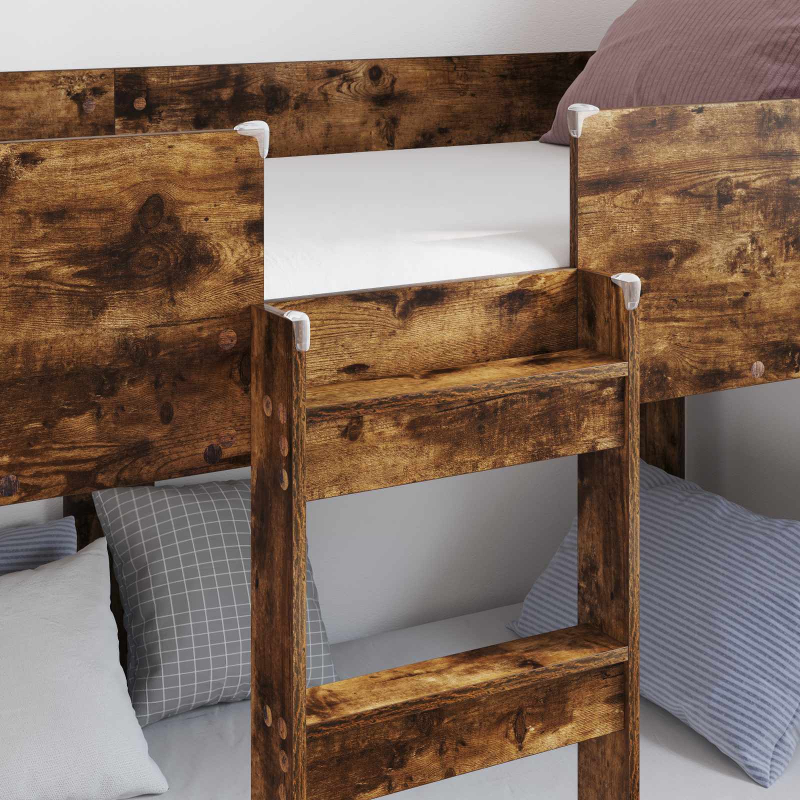 vidaXL Łóżko piętrowe dla dzieci Dąb wędzony 100 x 200 cm