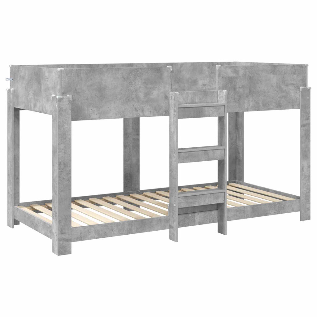 vidaXL Łóżko piętrowe dla dzieci Betonowy szary 90 x 200 cm