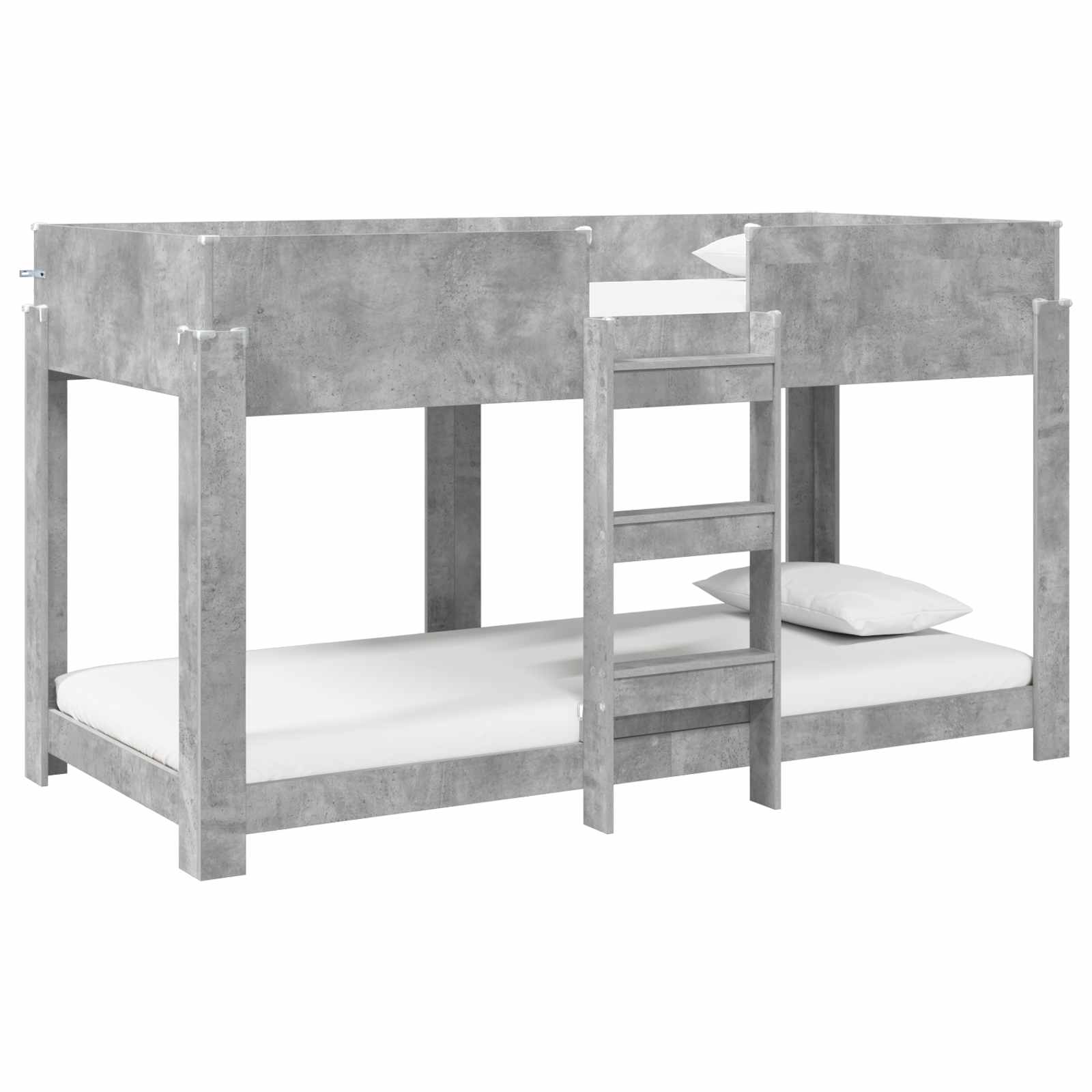 vidaXL Łóżko piętrowe dla dzieci Betonowy szary 90 x 190 cm