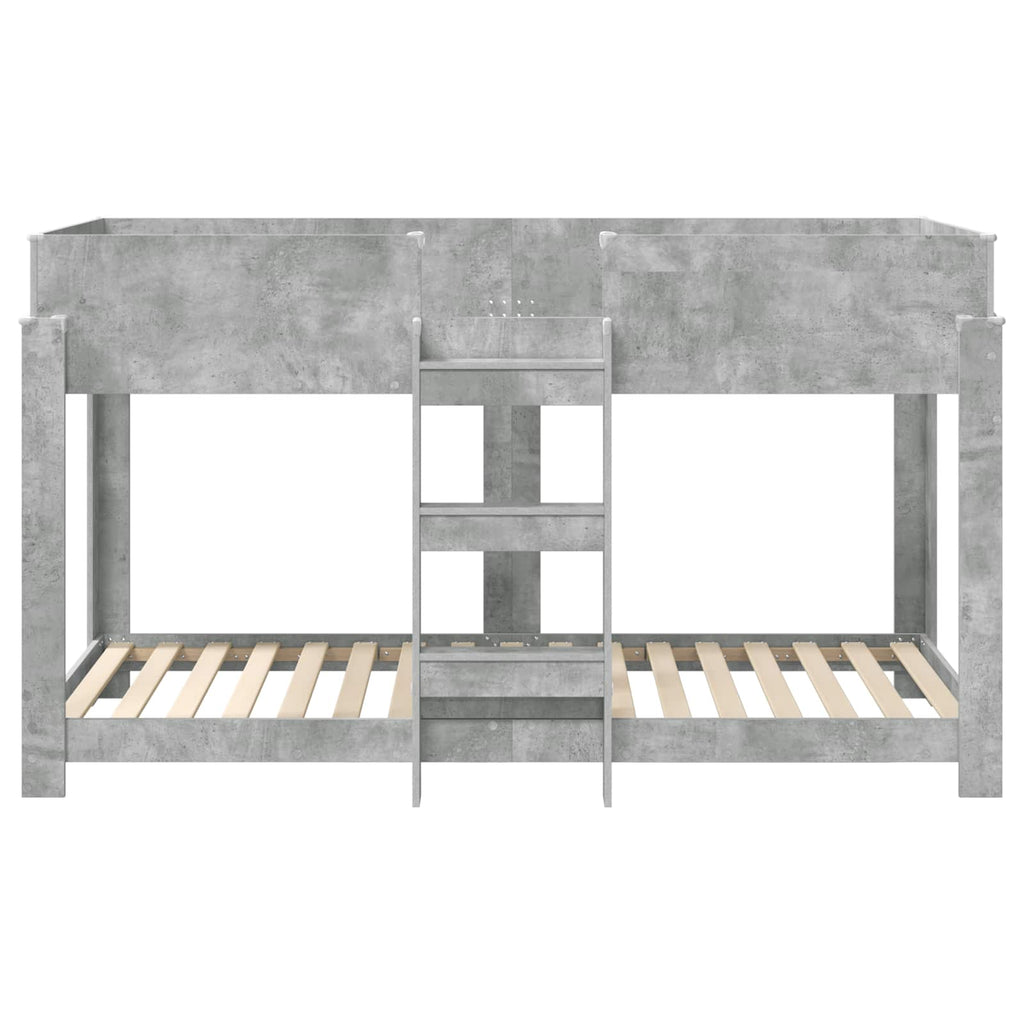 vidaXL Łóżko piętrowe dla dzieci Betonowy szary 90 x 190 cm