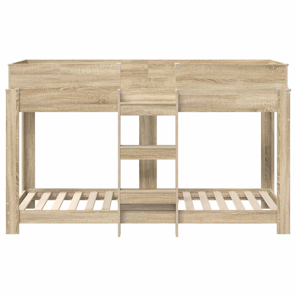 vidaXL Łóżko piętrowe dla dzieci Dąb Sonoma 75 x 190 cm