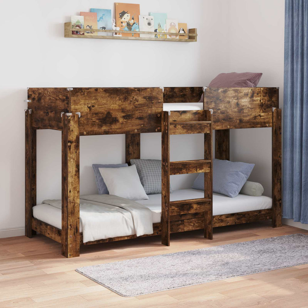 vidaXL Łóżko piętrowe dla dzieci Dąb wędzony 75 x 190 cm