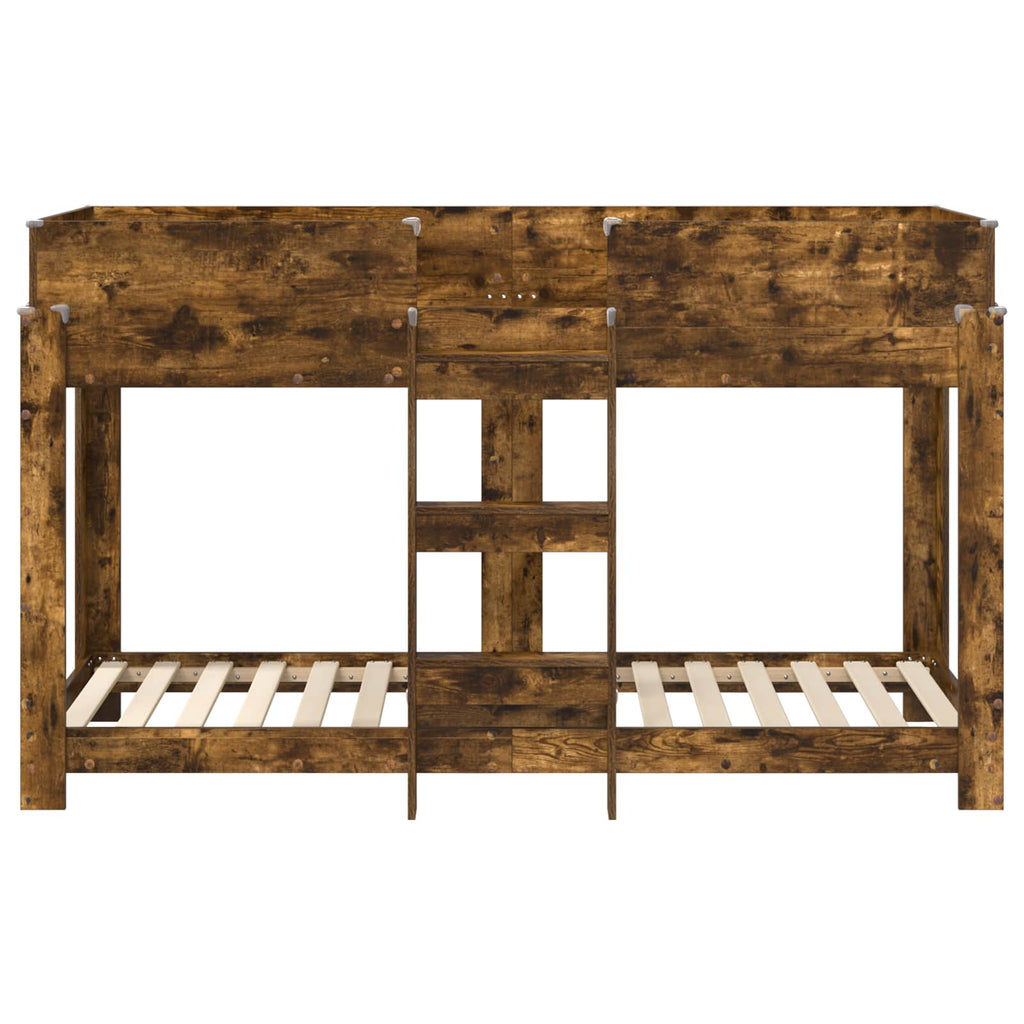 vidaXL Łóżko piętrowe dla dzieci Dąb wędzony 75 x 190 cm