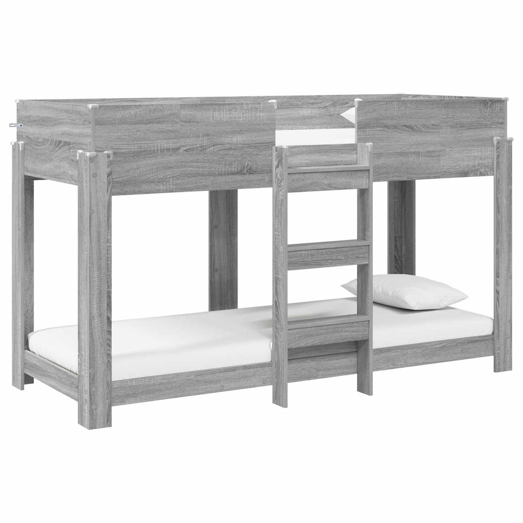 vidaXL Łóżko piętrowe dla dzieci Szary Sonoma 75 x 190 cm