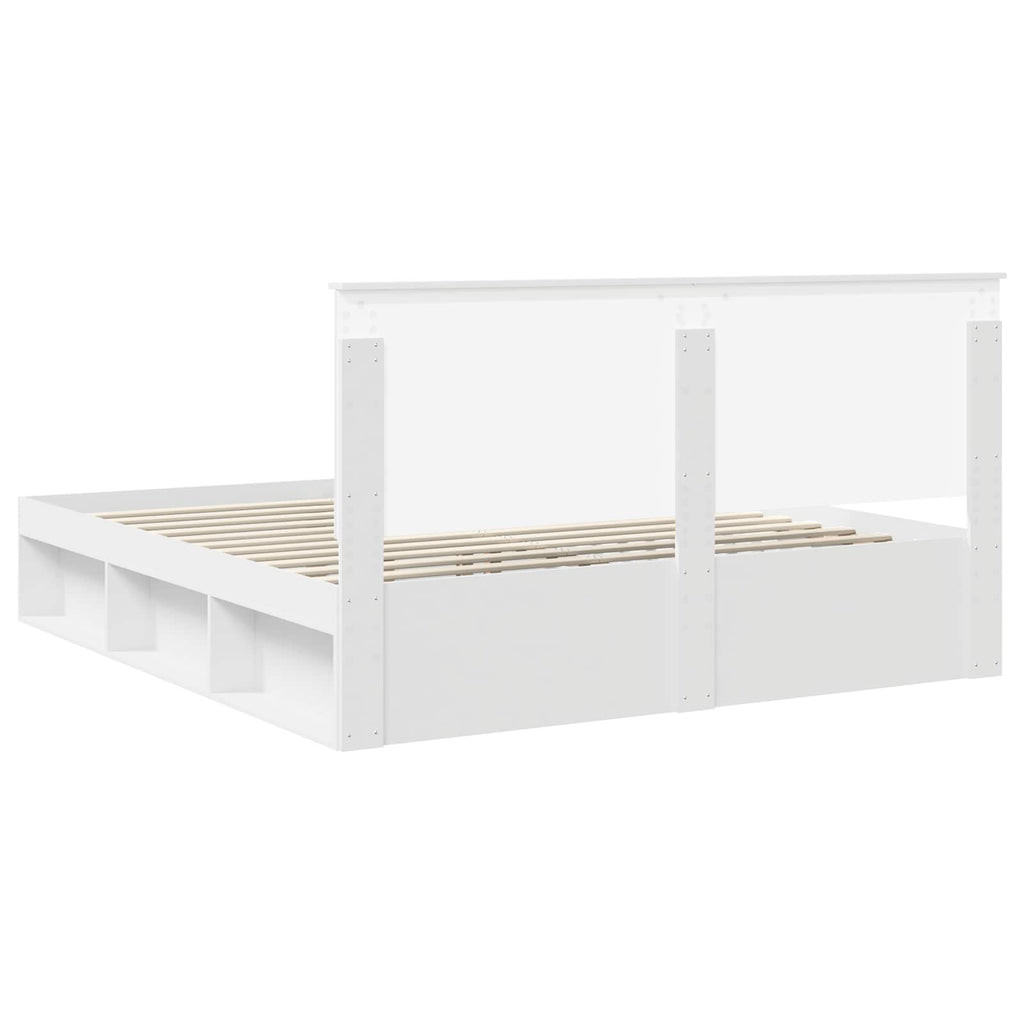 vidaXL Ramka łóżka Z zagłówkiem Biały 200 x 200 cm Lite drewno sosnowe