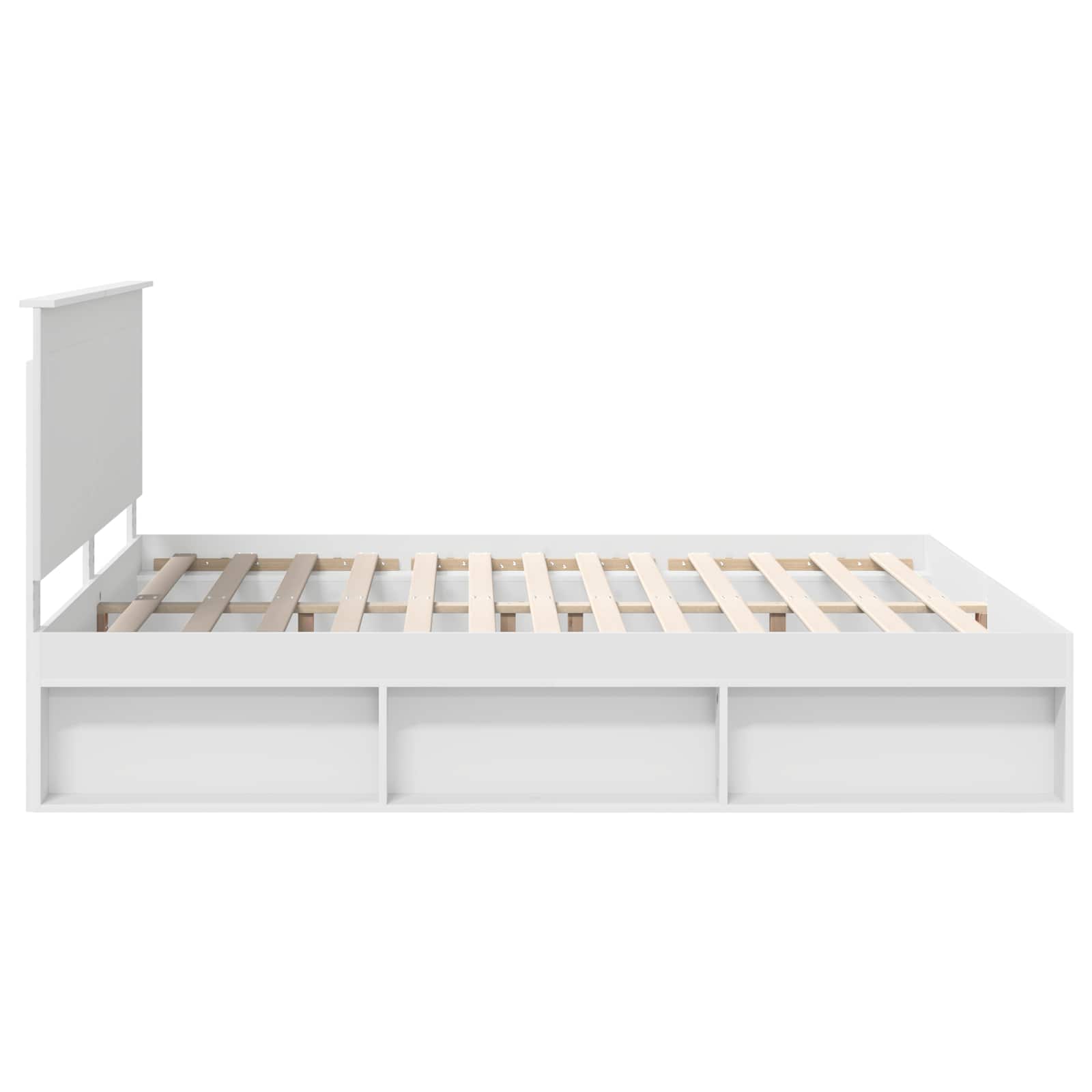 vidaXL Ramka łóżka Z zagłówkiem Biały 200 x 200 cm Lite drewno sosnowe