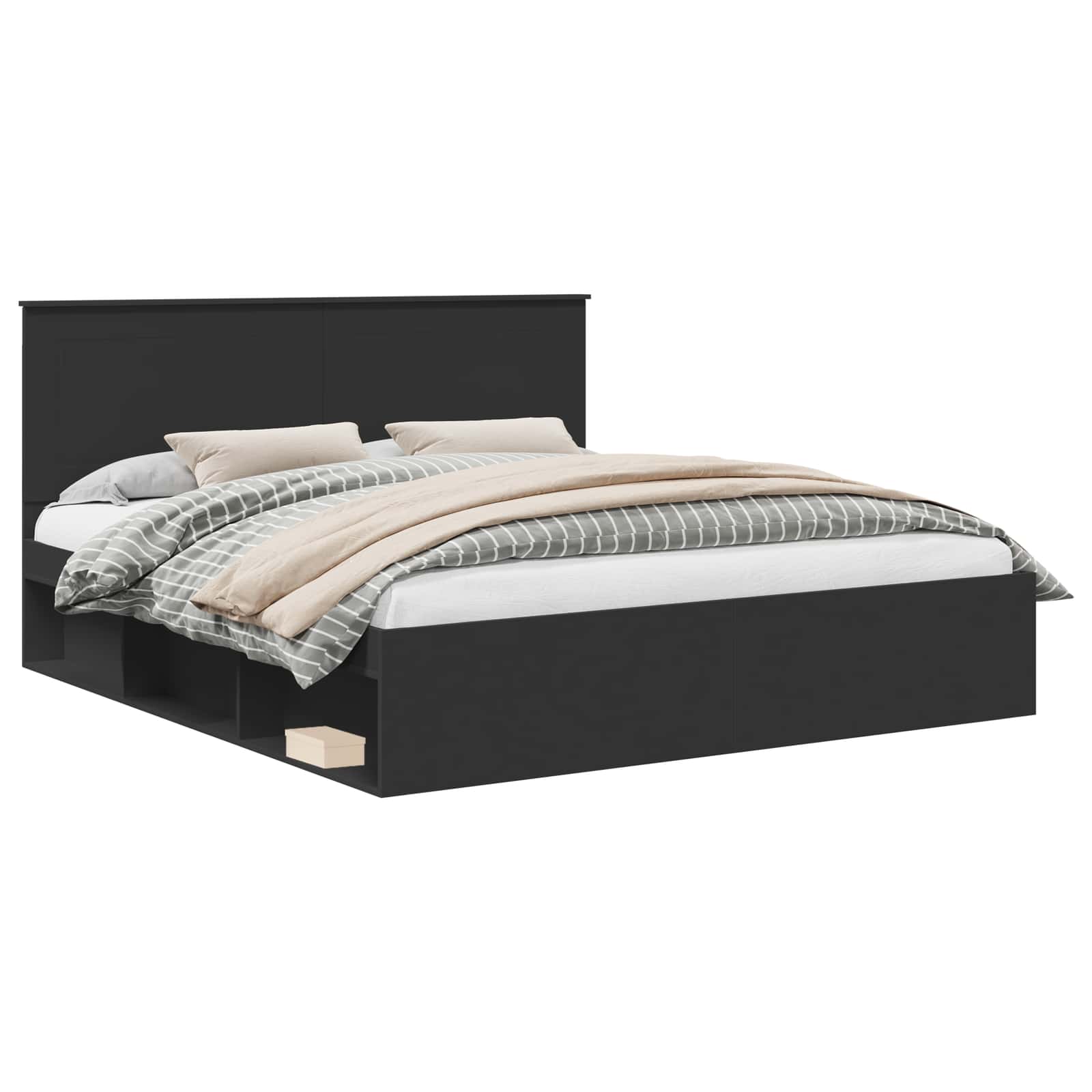 vidaXL Ramka łóżka Czarny 200 x 200 cm Lite drewno sosnowe