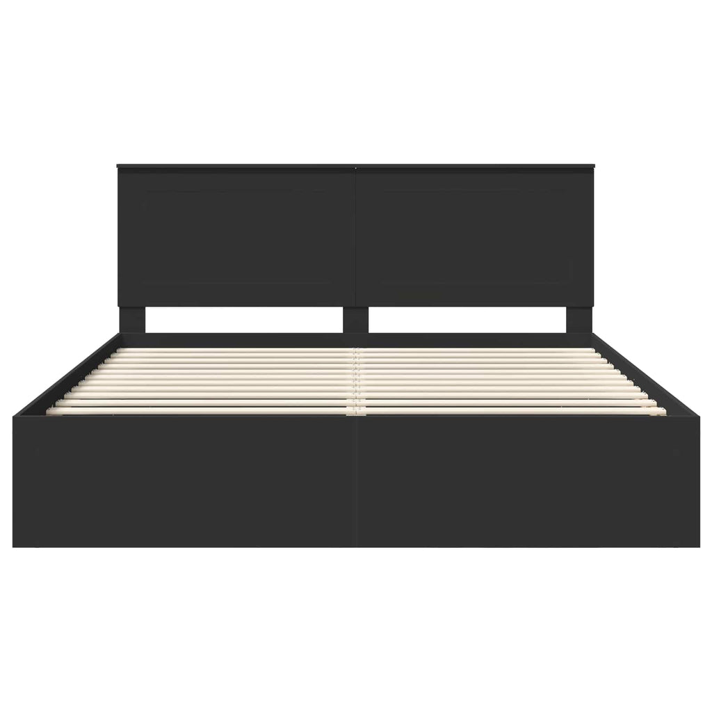 vidaXL Ramka łóżka Czarny 200 x 200 cm Lite drewno sosnowe