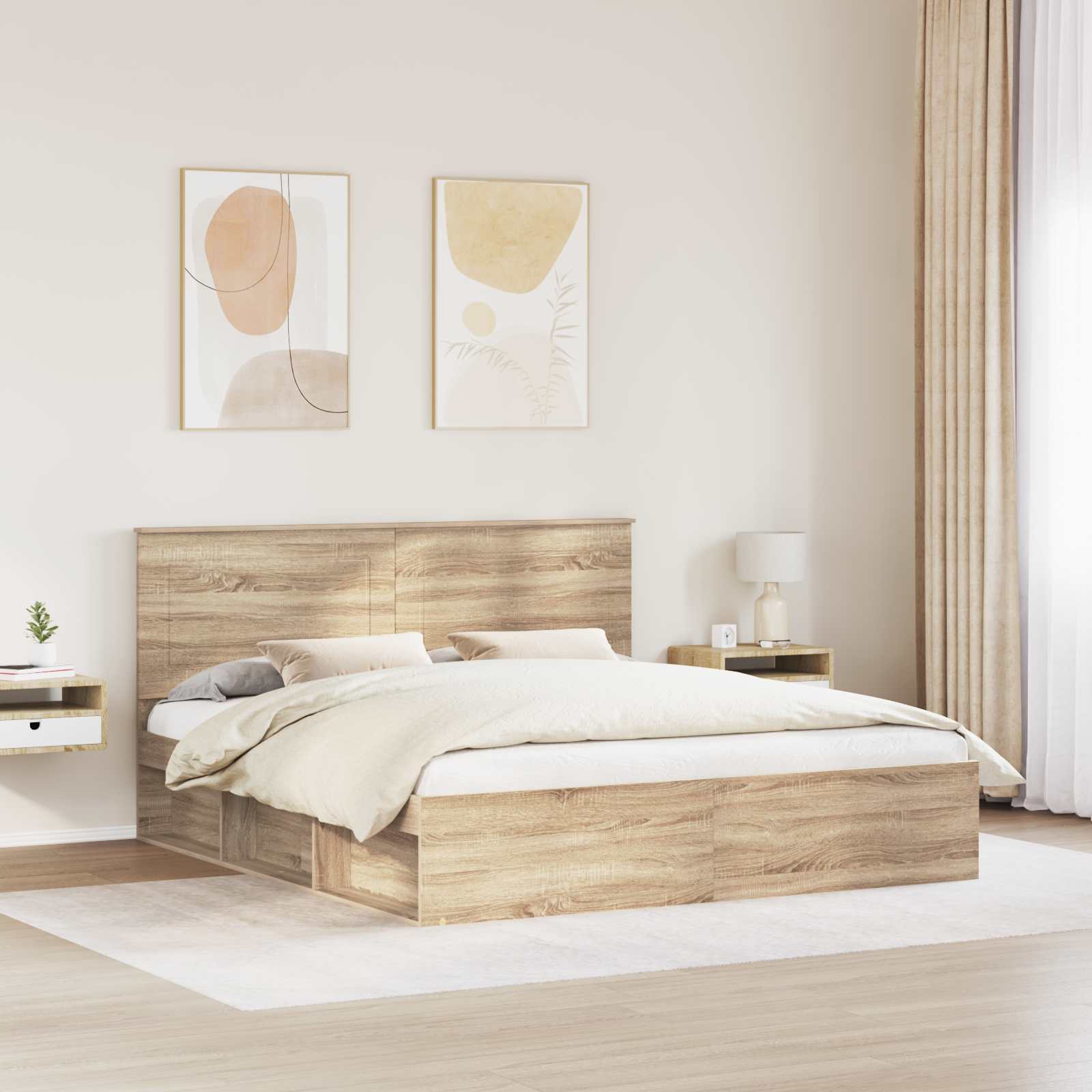 vidaXL Ramka łóżka Sonoma 200 x 200 cm Lite drewno sosnowe