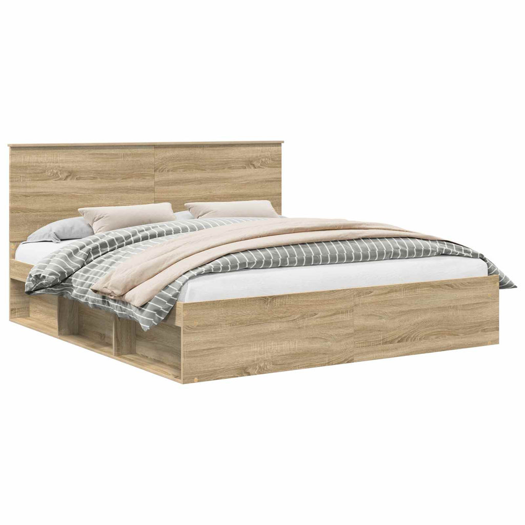 vidaXL Ramka łóżka Sonoma 200 x 200 cm Lite drewno sosnowe