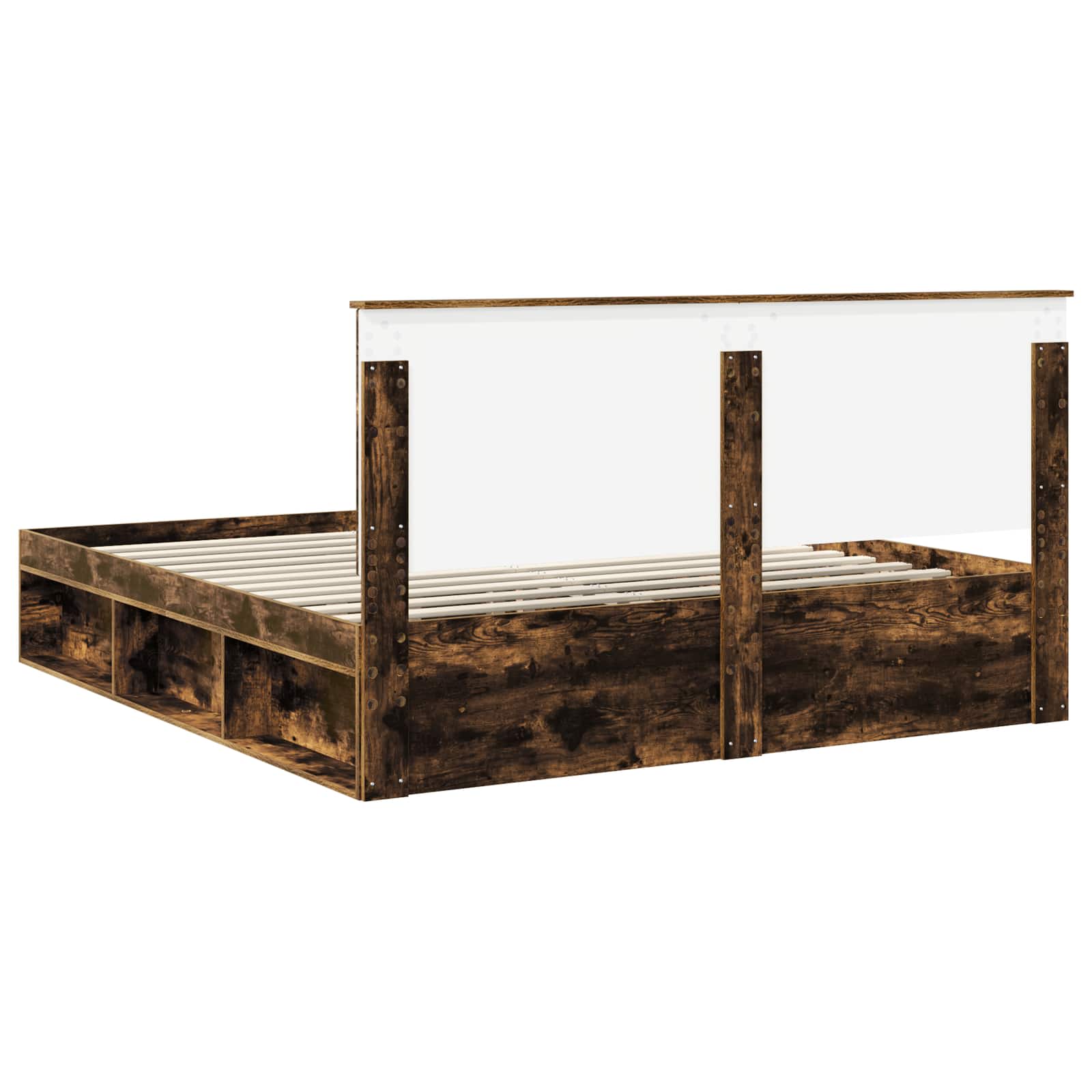 vidaXL Ramka łóżka Dąb wędzony 200 x 200 cm Lite drewno sosnowe