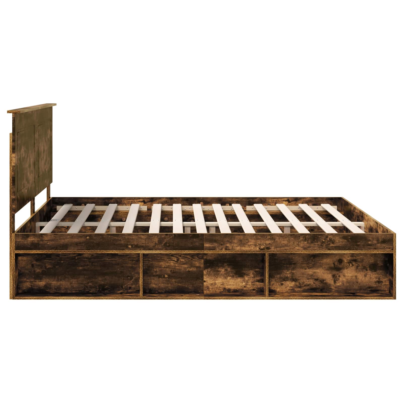 vidaXL Ramka łóżka Dąb wędzony 200 x 200 cm Lite drewno sosnowe
