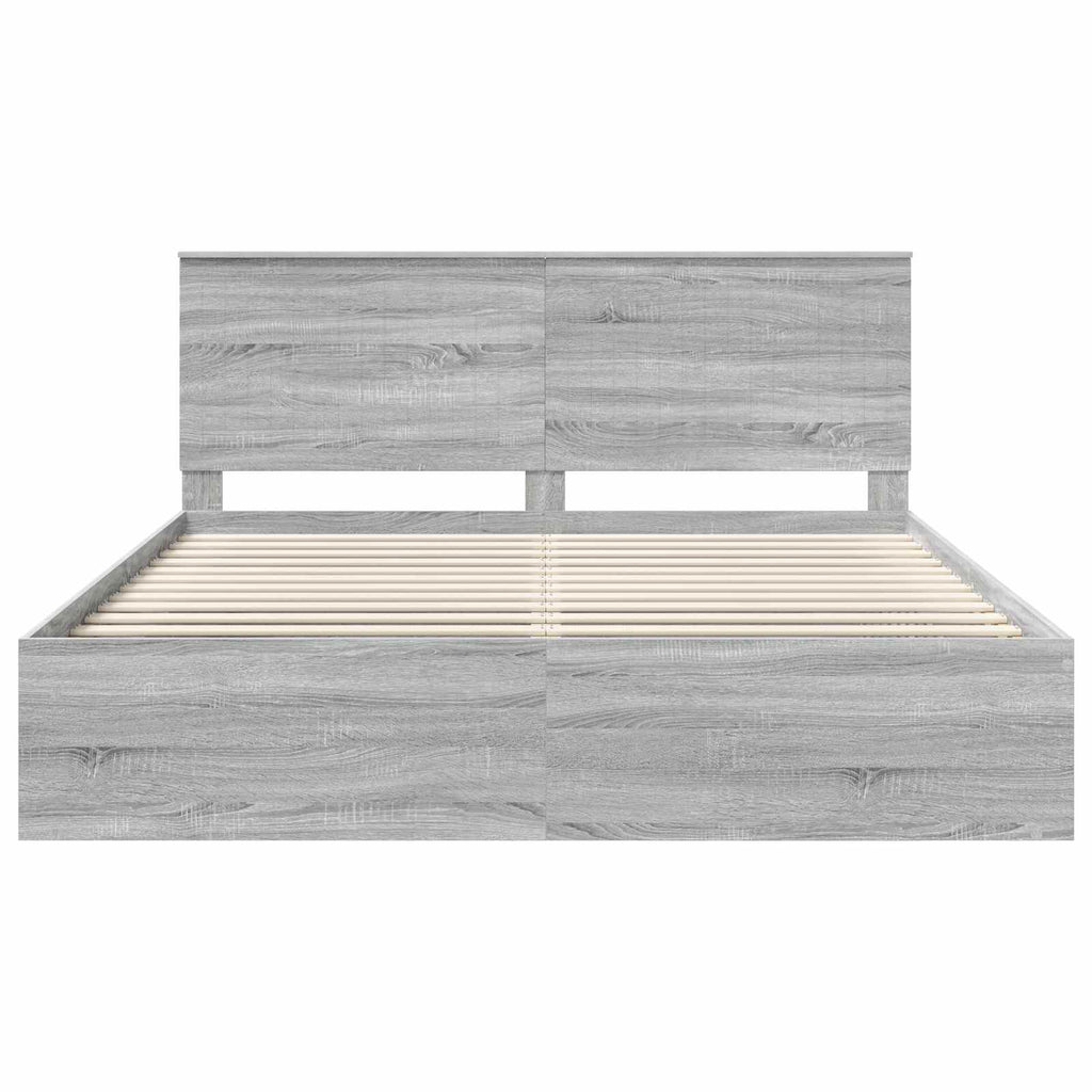 vidaXL Ramka łóżka Szary Sonoma 200 x 200 cm Lite drewno sosnowe