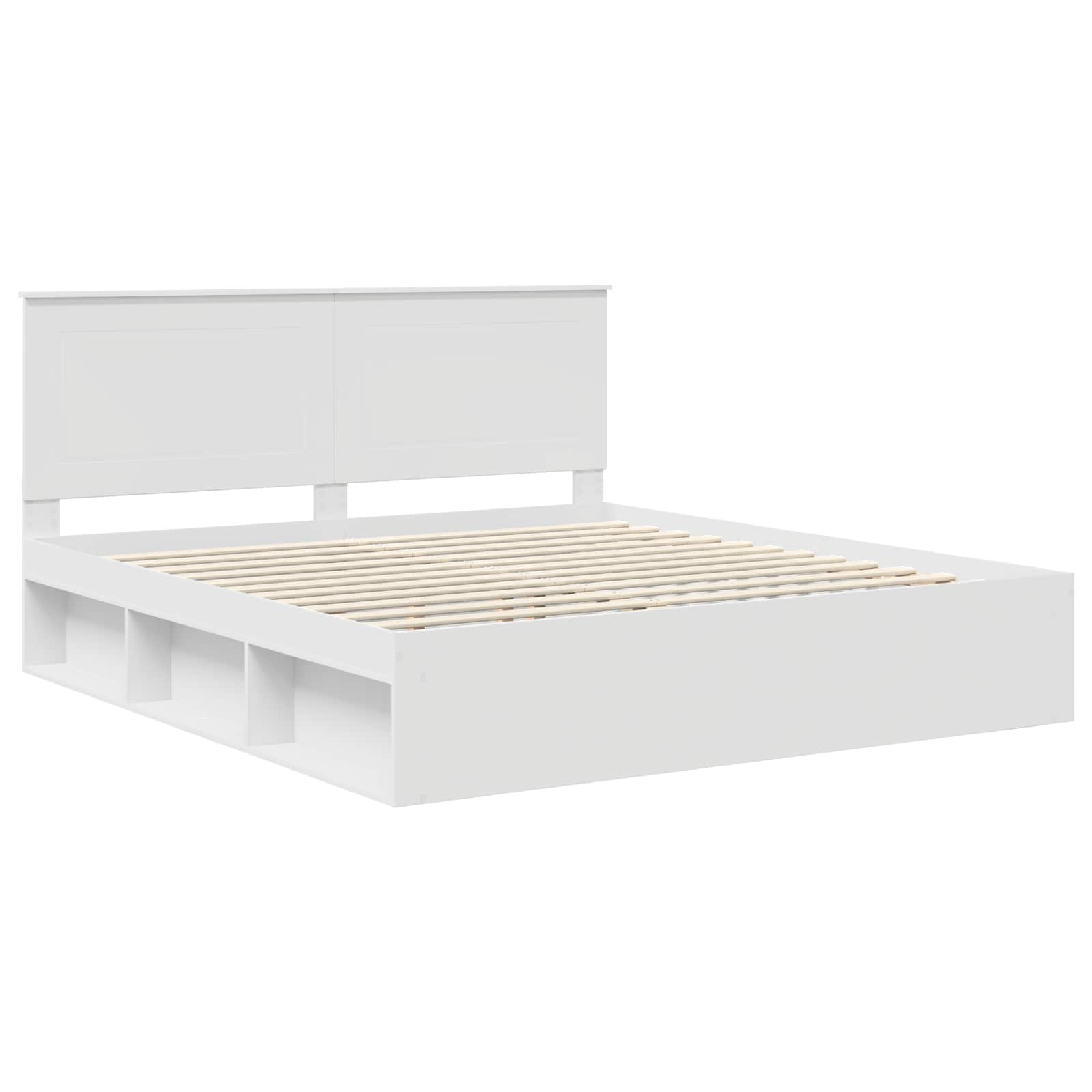 vidaXL Ramka łóżka Z zagłówkiem Biały 180 x 200 cm Lite drewno sosnowe